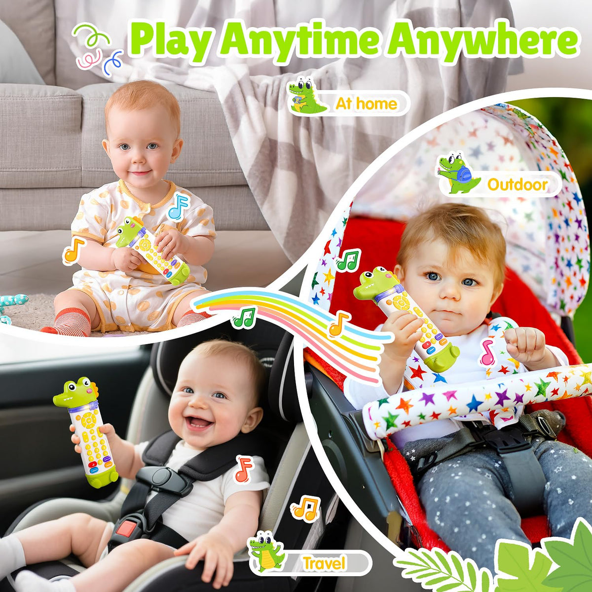 WeeHomm Baby Remote Control Toy – Teether Remote with Realistic Lights & Sounds | 3-Language (EN/ES/FR)