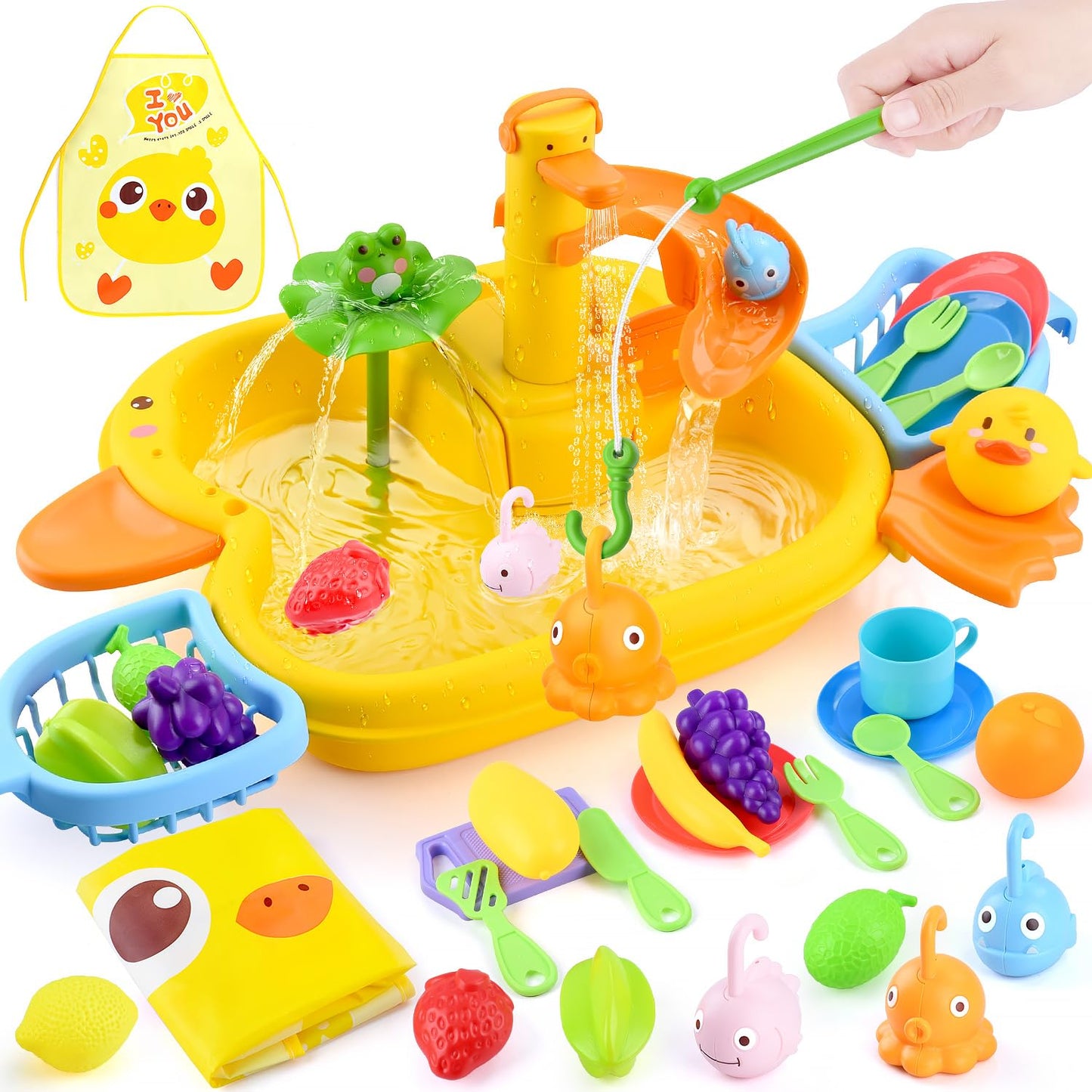 WeeHomm Play Sink with Running Water – 3-in-1 Kids Kitchen Sink Toy