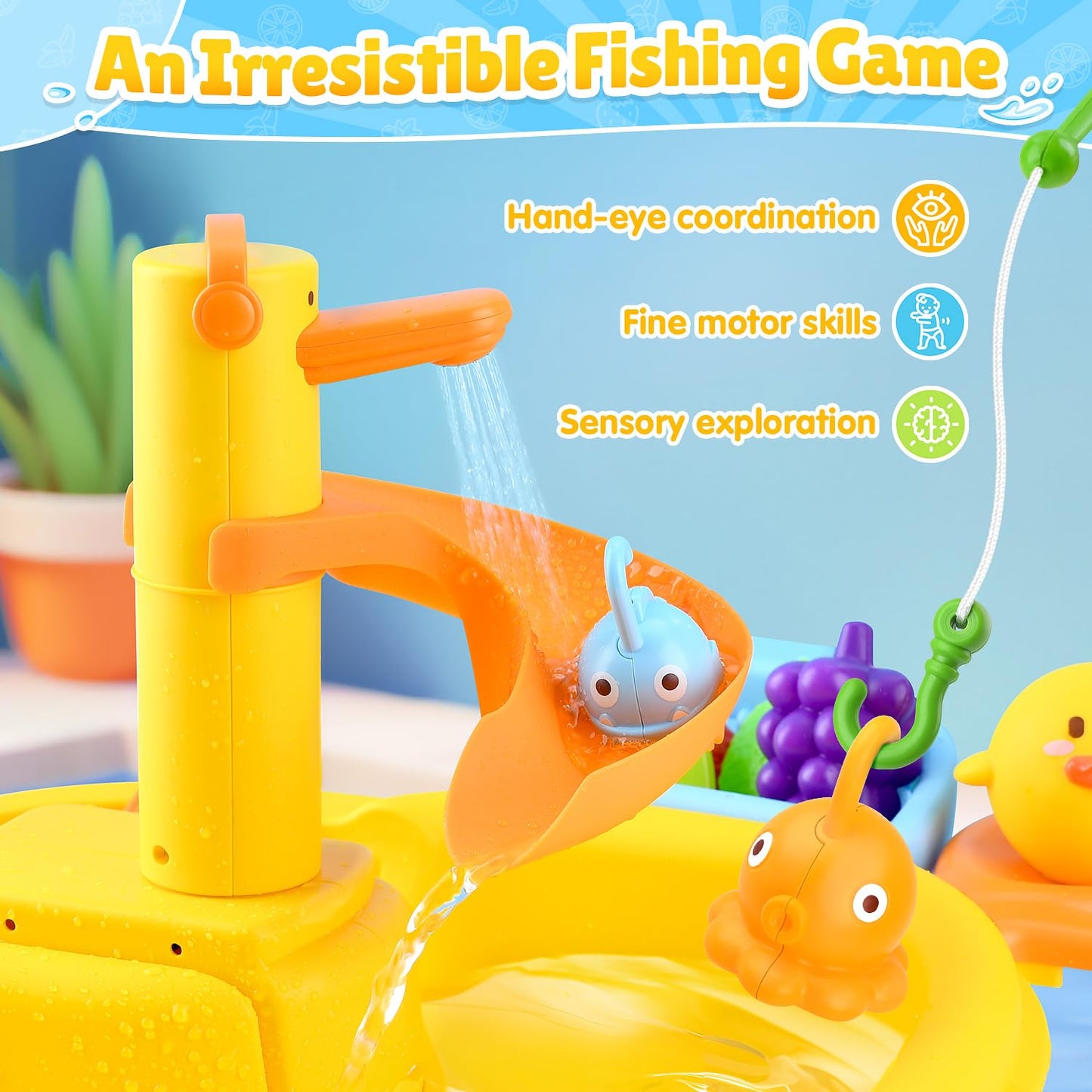 WeeHomm Play Sink with Running Water – 3-in-1 Kids Kitchen Sink Toy