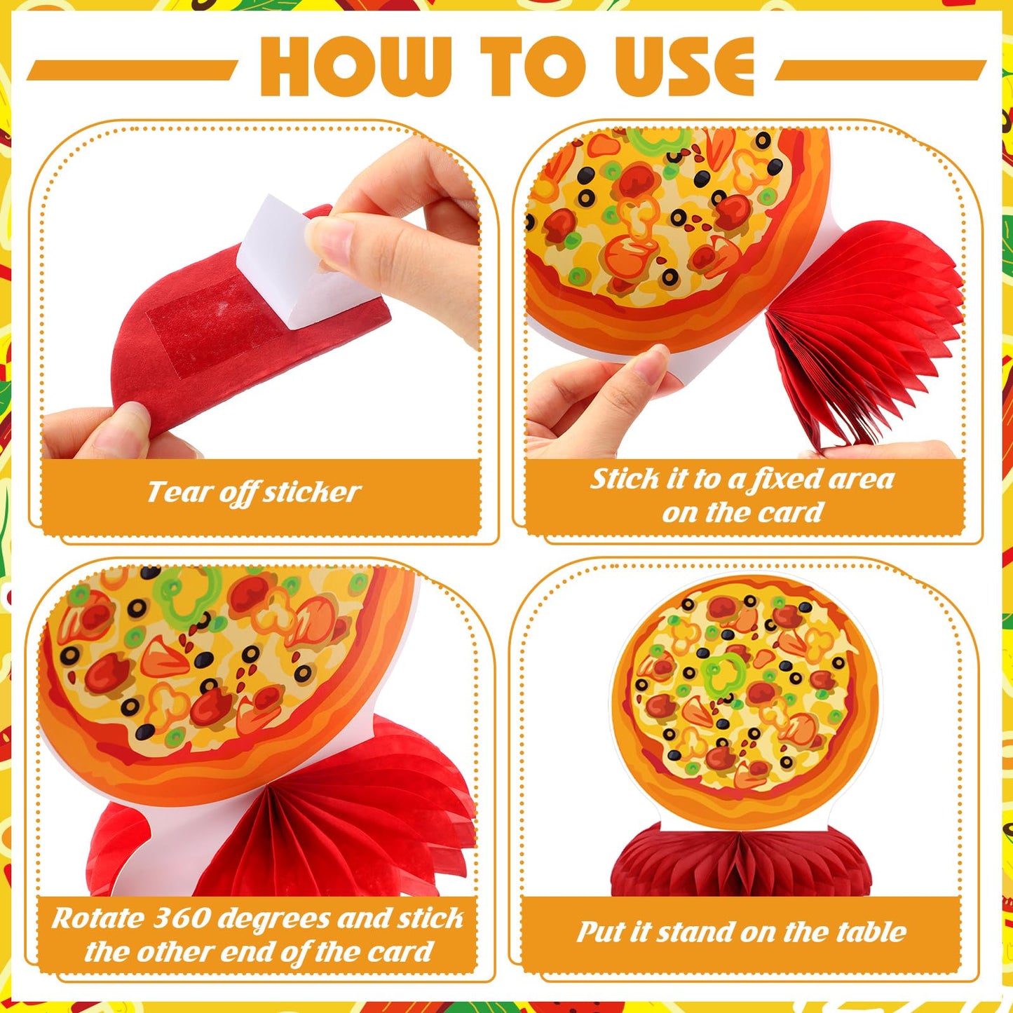 Weekgrat 12 Pcs Pizza Party Decorations – Honeycomb Table Centerpieces for Home, Office & Events