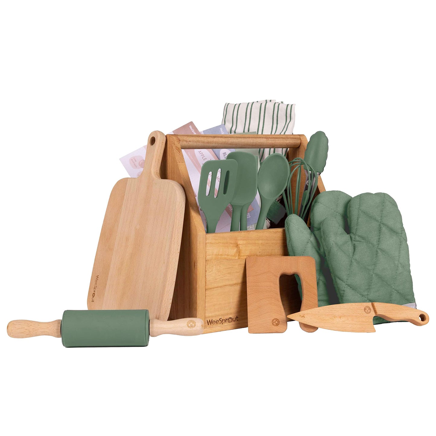 WeeSprout Little Chef 14-Piece Kids Cooking & Baking Set with Real Tools