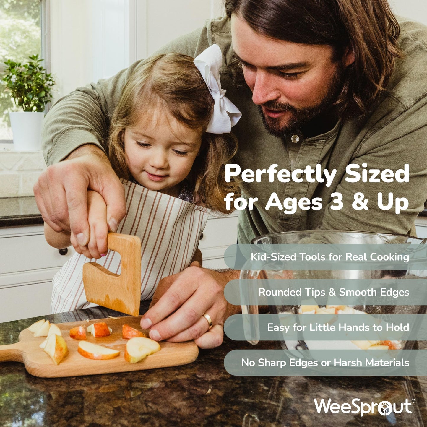 WeeSprout Little Chef 14-Piece Kids Cooking & Baking Set with Real Tools
