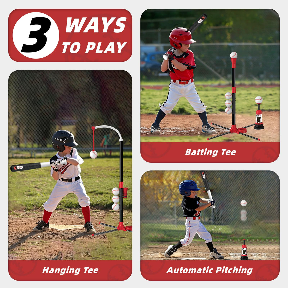 Wee Wonders 3-in-1 T Ball Set – Adjustable Height & Auto Pitching | Outdoor Kids Toys