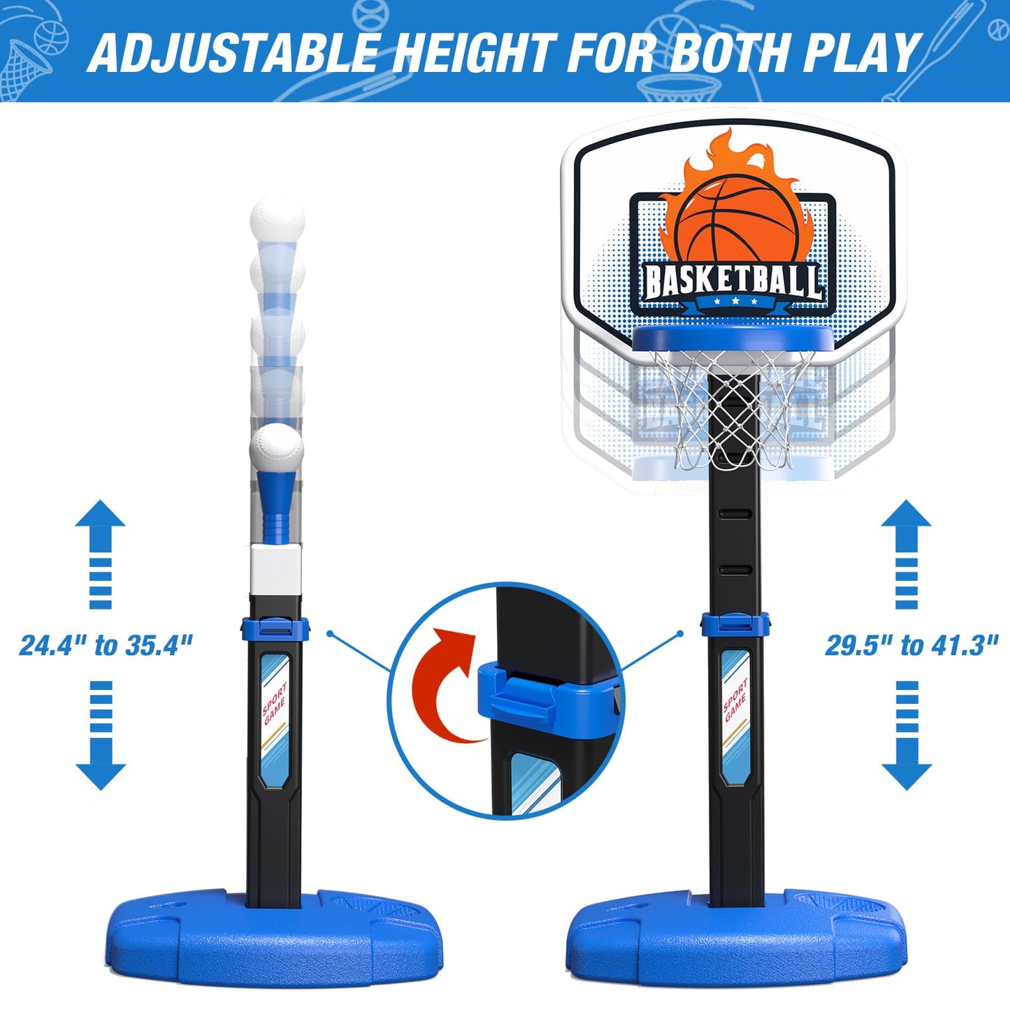 Wee Wonders 2-in-1 Toddler Hoop & T-Ball Set | Adjustable Height