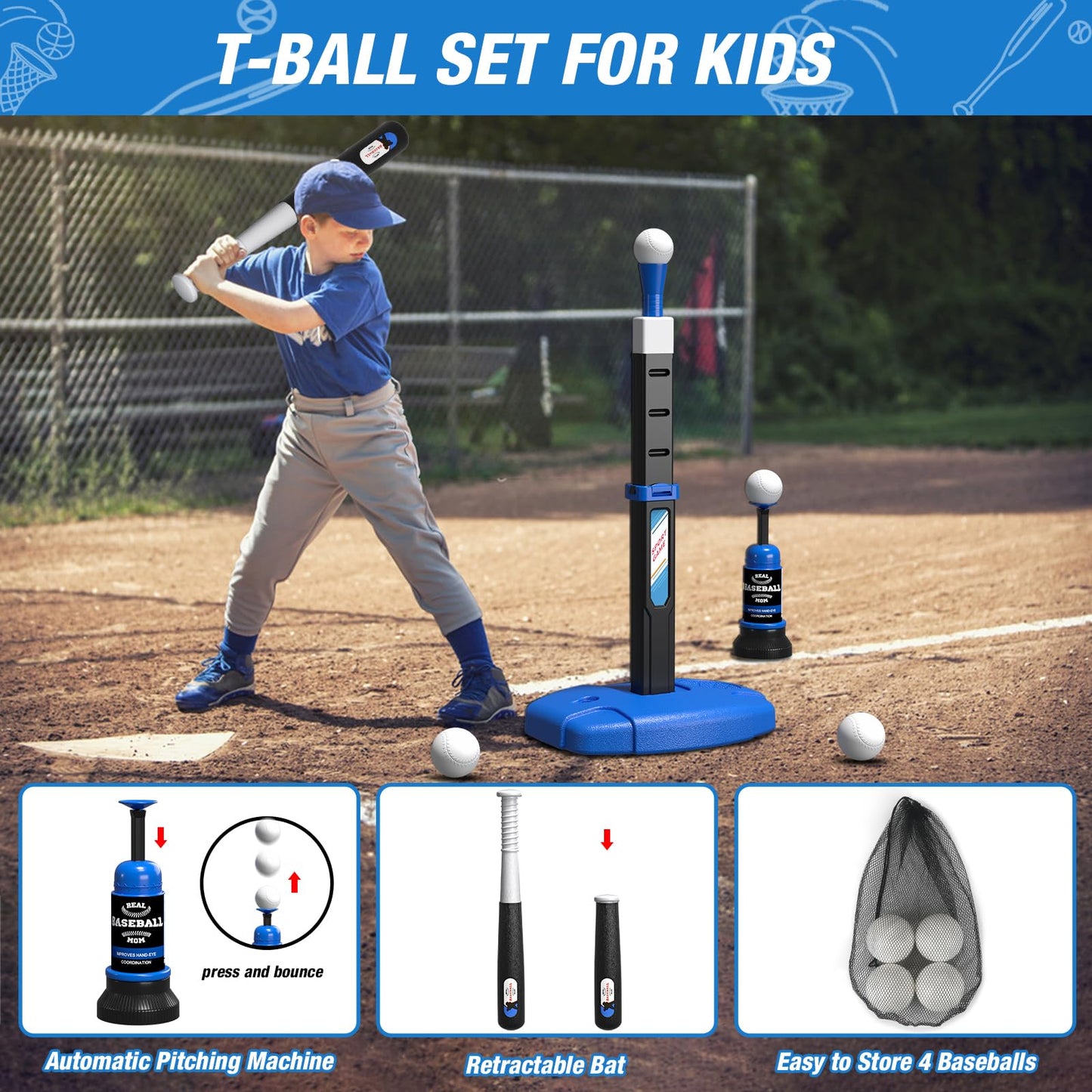Wee Wonders 2-in-1 Toddler Hoop & T-Ball Set | Adjustable Height