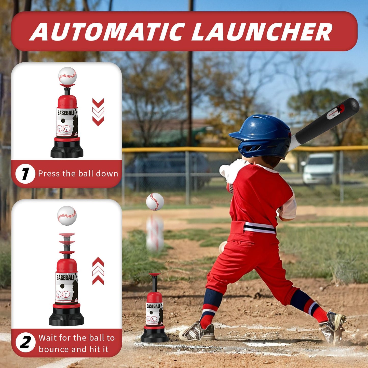 Wee Wonders 3-in-1 T Ball Set – Adjustable Height & Auto Pitching | Outdoor Kids Toys