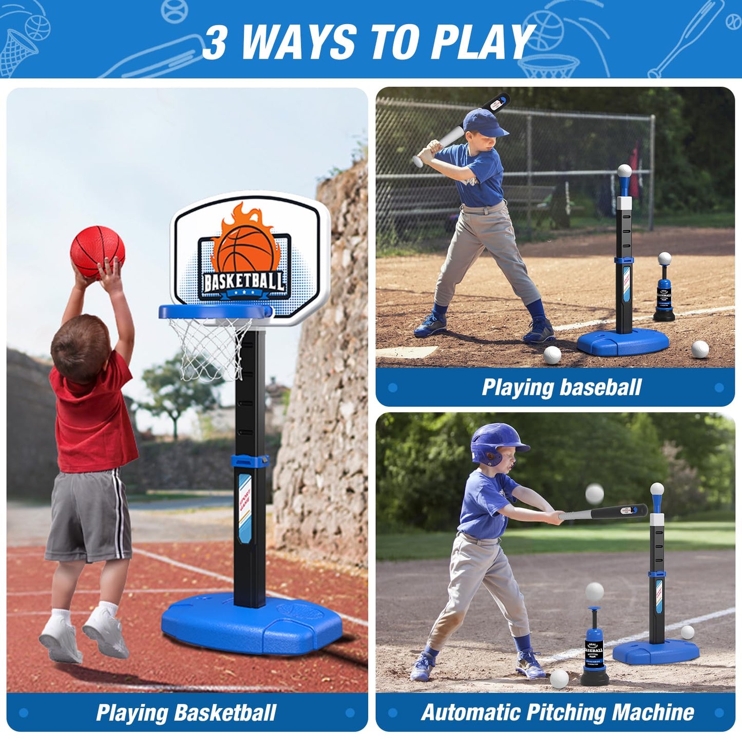 Wee Wonders 2-in-1 Toddler Hoop & T-Ball Set | Adjustable Height