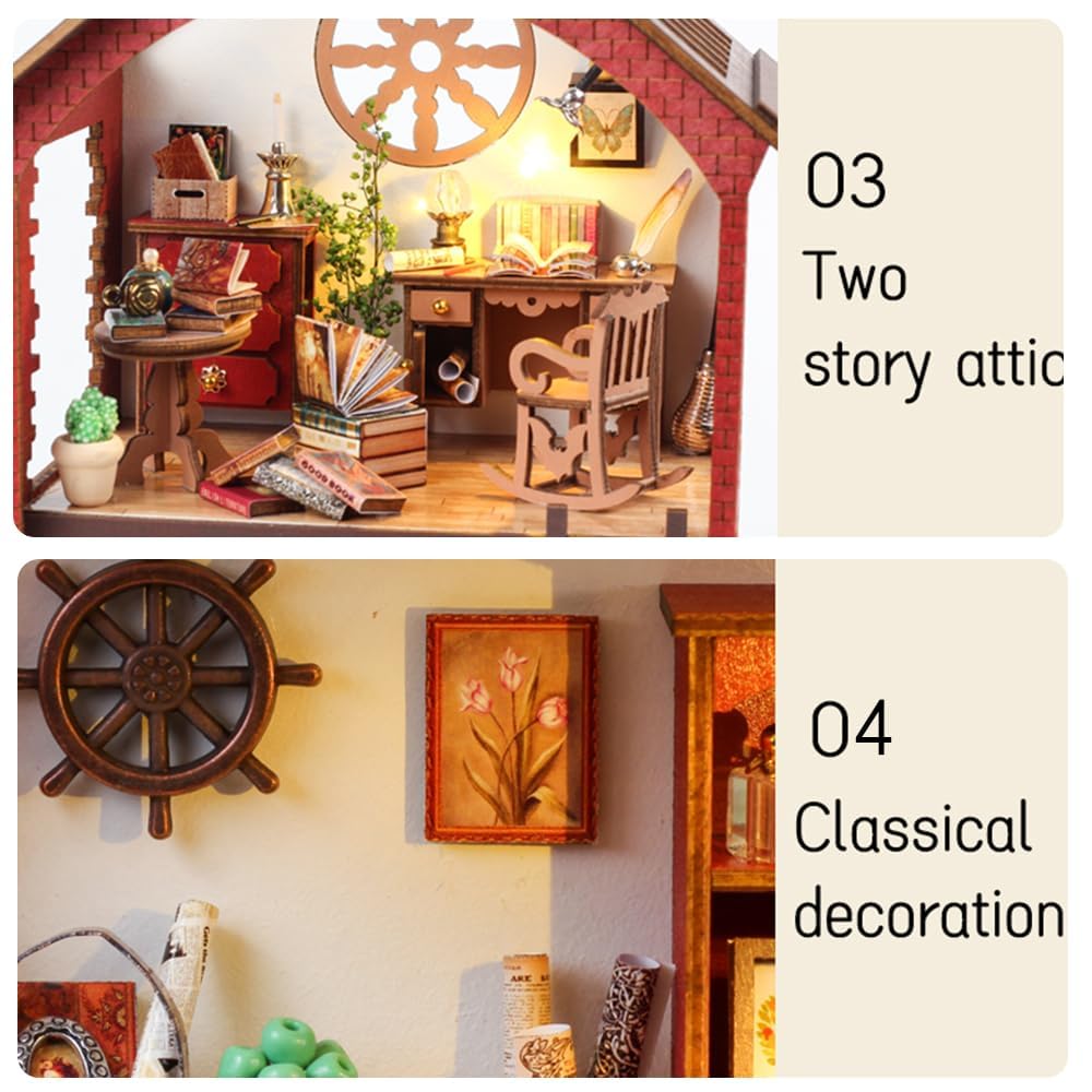 Wefaouse DIY Book Nook Kit with Light | Miniature Dollhouse Bookend & Library Decor