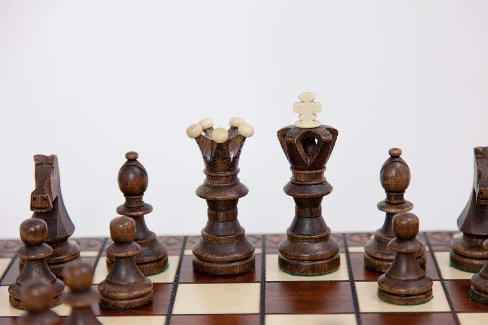 Wegiel Handmade European Ambassador Chess Set – 21 Inch Beech & Birch Board, Hornbeam & Sycamore Pieces