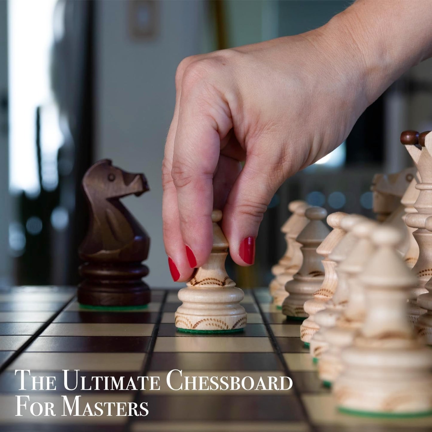 Wegiel Imperator 21-Inch Luxury Wooden Chess Set – Handcrafted Beech & Birch, Folding Board with Storage