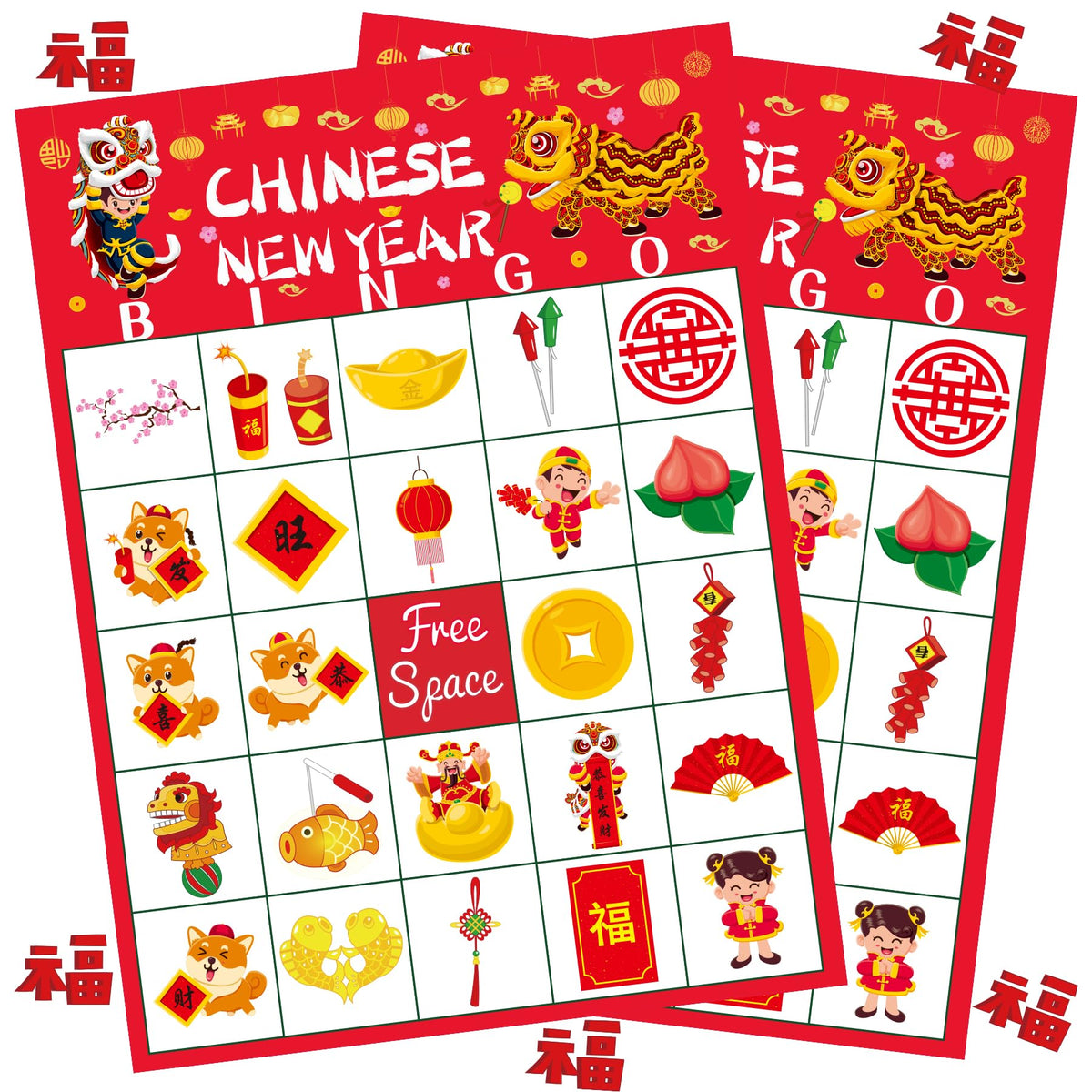 WEIEN Chinese New Year Bingo Game Set – 24 Cards for 24 Players | Lunar New Year 2026