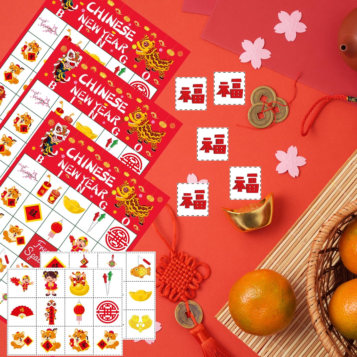 WEIEN Chinese New Year Bingo Game Set – 24 Cards for 24 Players | Lunar New Year 2026