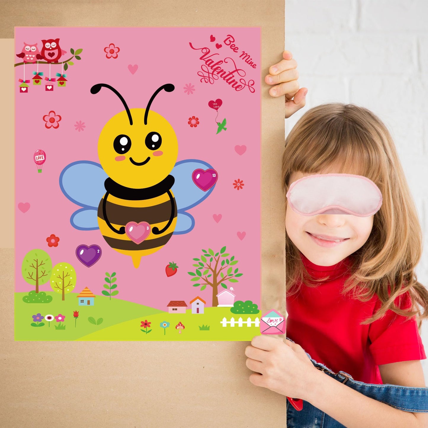 WEIEN Valentines Day Games for Kids - Pin the Heart on the Bee | Family Party Activity