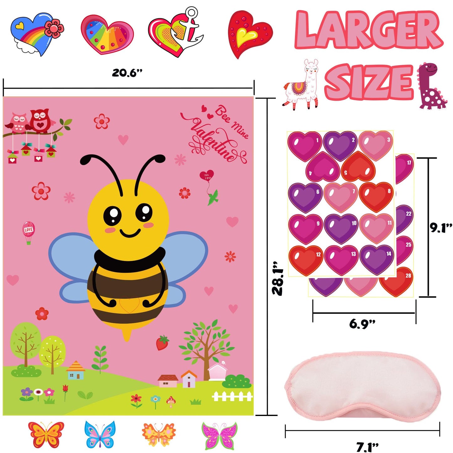 WEIEN Valentines Day Games for Kids - Pin the Heart on the Bee | Family Party Activity