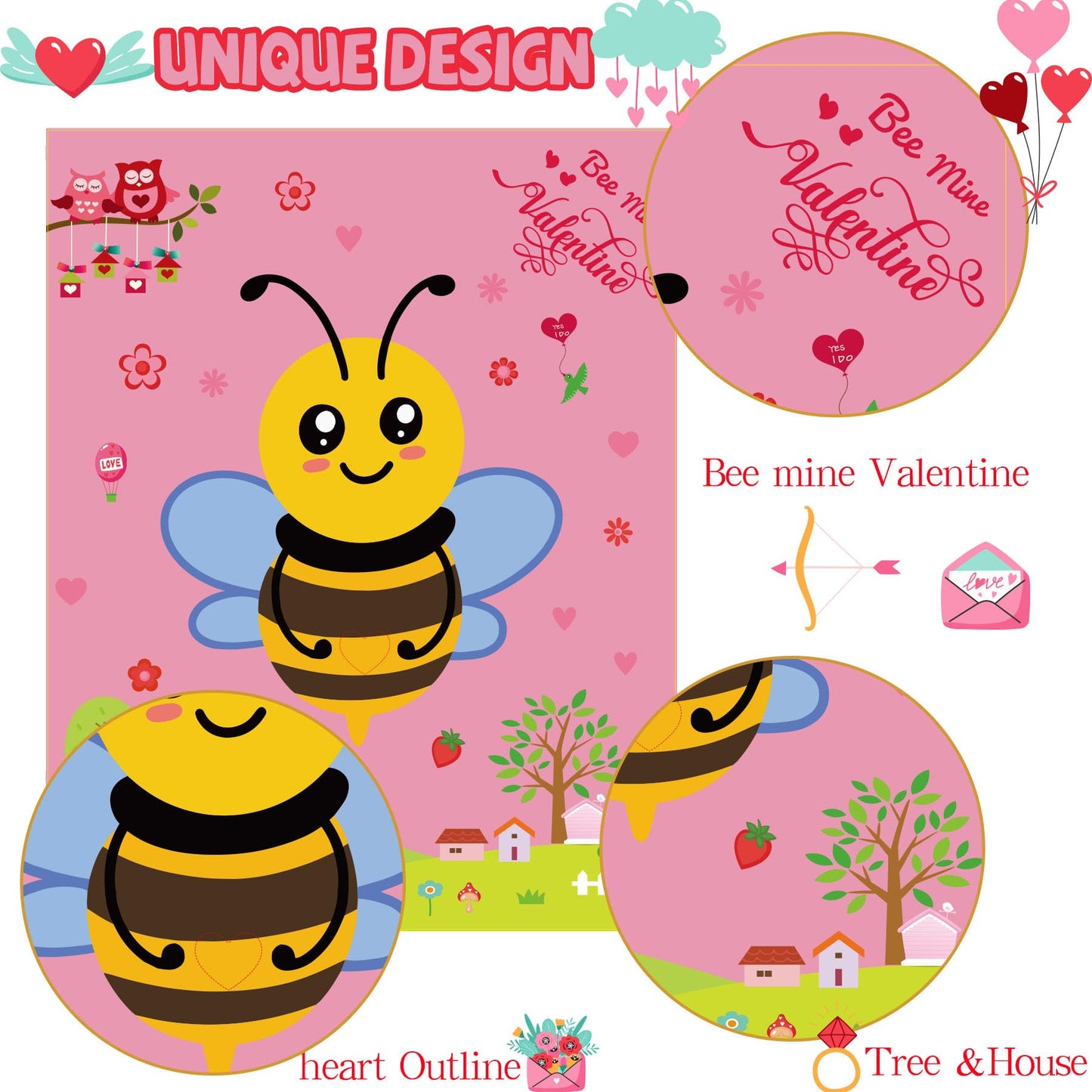 WEIEN Valentines Day Games for Kids - Pin the Heart on the Bee | Family Party Activity