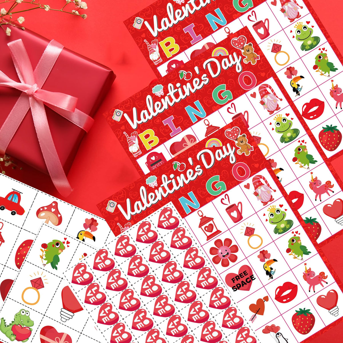 WEIEN Valentine's Day Bingo for Kids & Adults — 24 Players | Family & Classroom Game