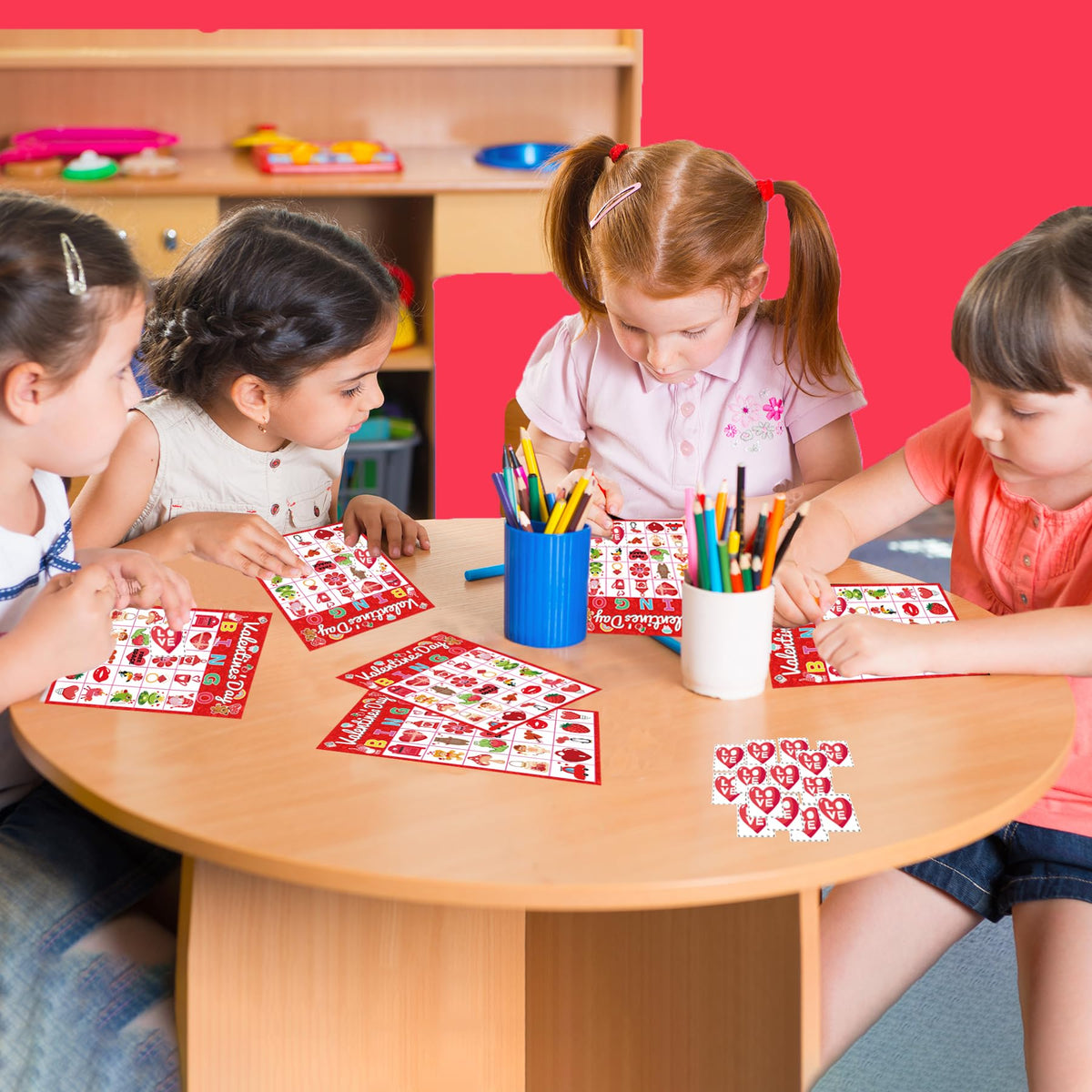 WEIEN Valentine's Day Bingo for Kids & Adults — 24 Players | Family & Classroom Game