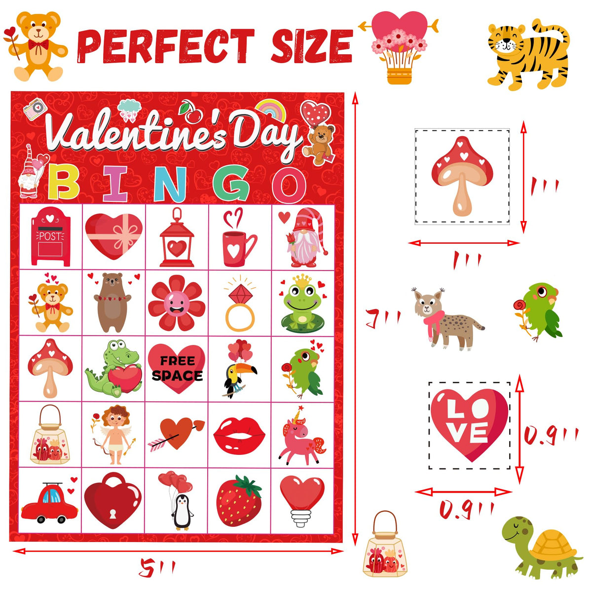 WEIEN Valentine's Day Bingo for Kids & Adults — 24 Players | Family & Classroom Game