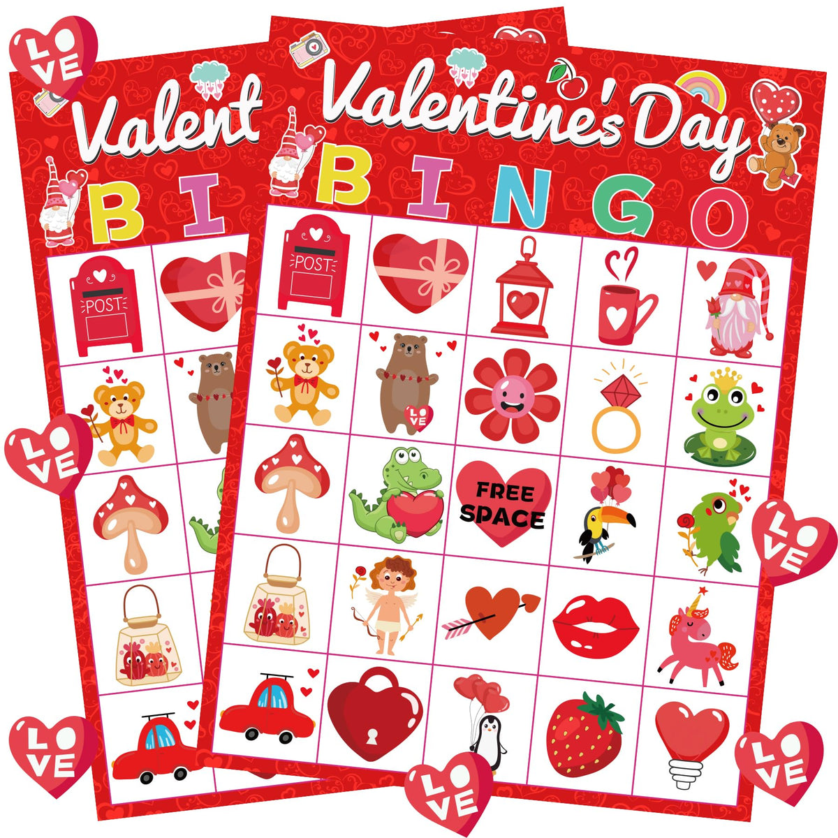 WEIEN Valentine's Day Bingo for Kids & Adults — 24 Players | Family & Classroom Game