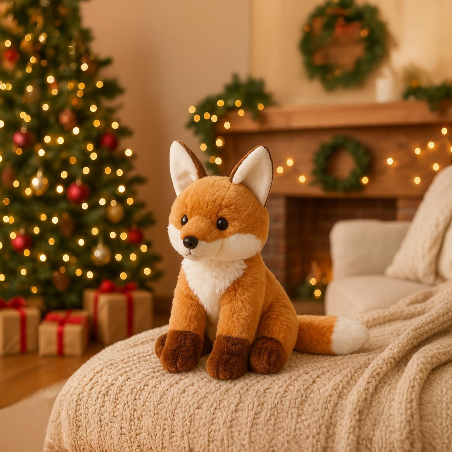 WEIGEDU Cute Fox Stuffed Animal Plush Toy – 13-Inch Soft Tail, Perfect Gift for Kids