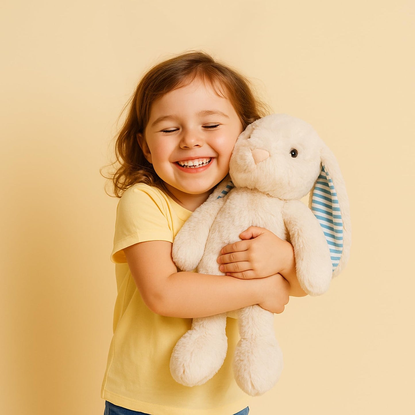 WEIGEDU Beige Cream Bunny Plush – 17.7-Inch Soft Stuffed Rabbit Toy