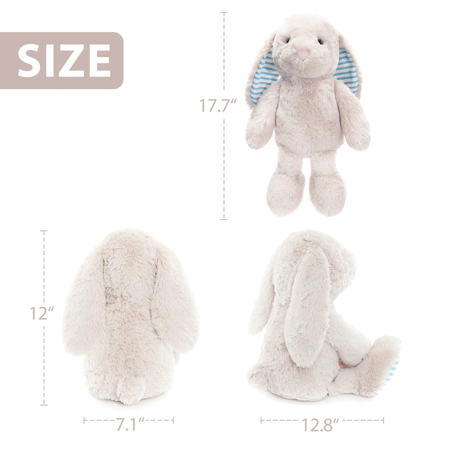 WEIGEDU Beige Cream Bunny Plush – 17.7-Inch Soft Stuffed Rabbit Toy