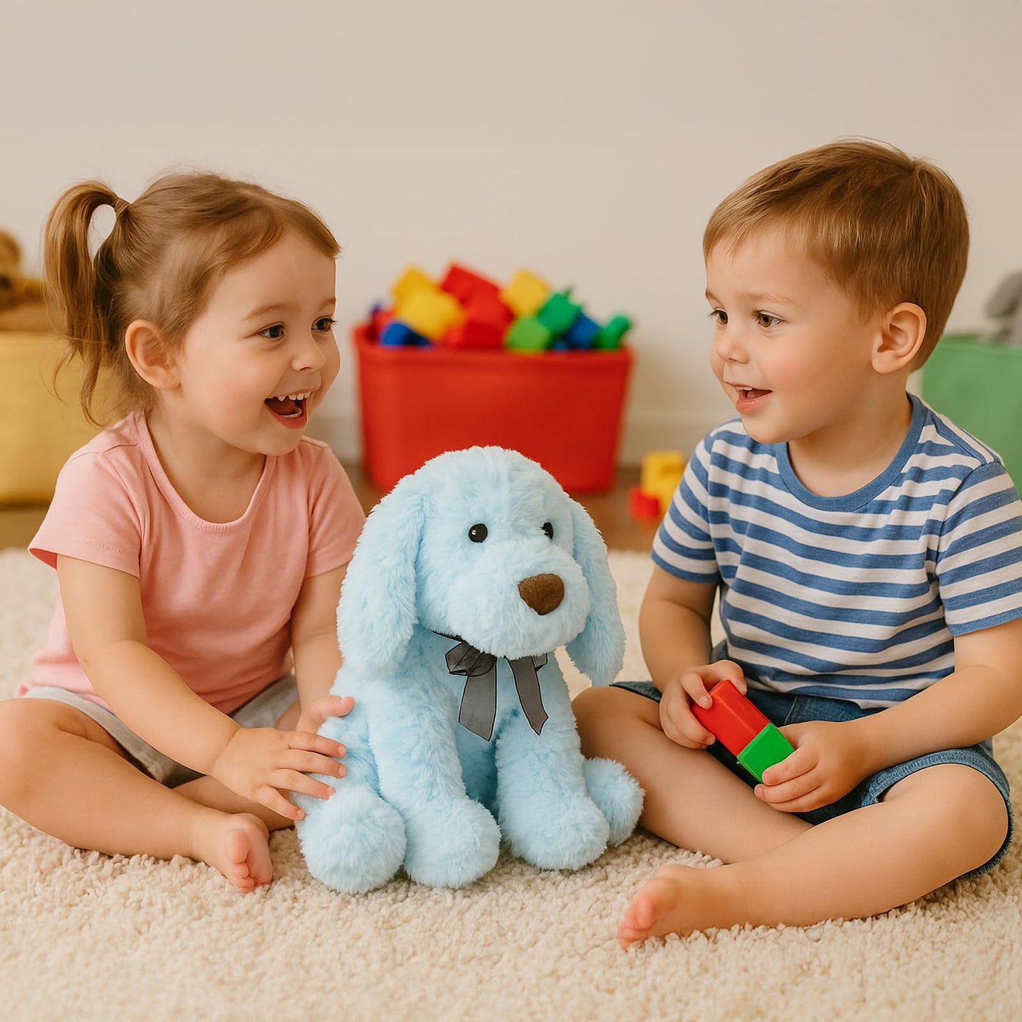 WEIGEDU Blue Goldendoodle Plush Puppy – 11.8-Inch Huggable Stuffed Animal for Kids