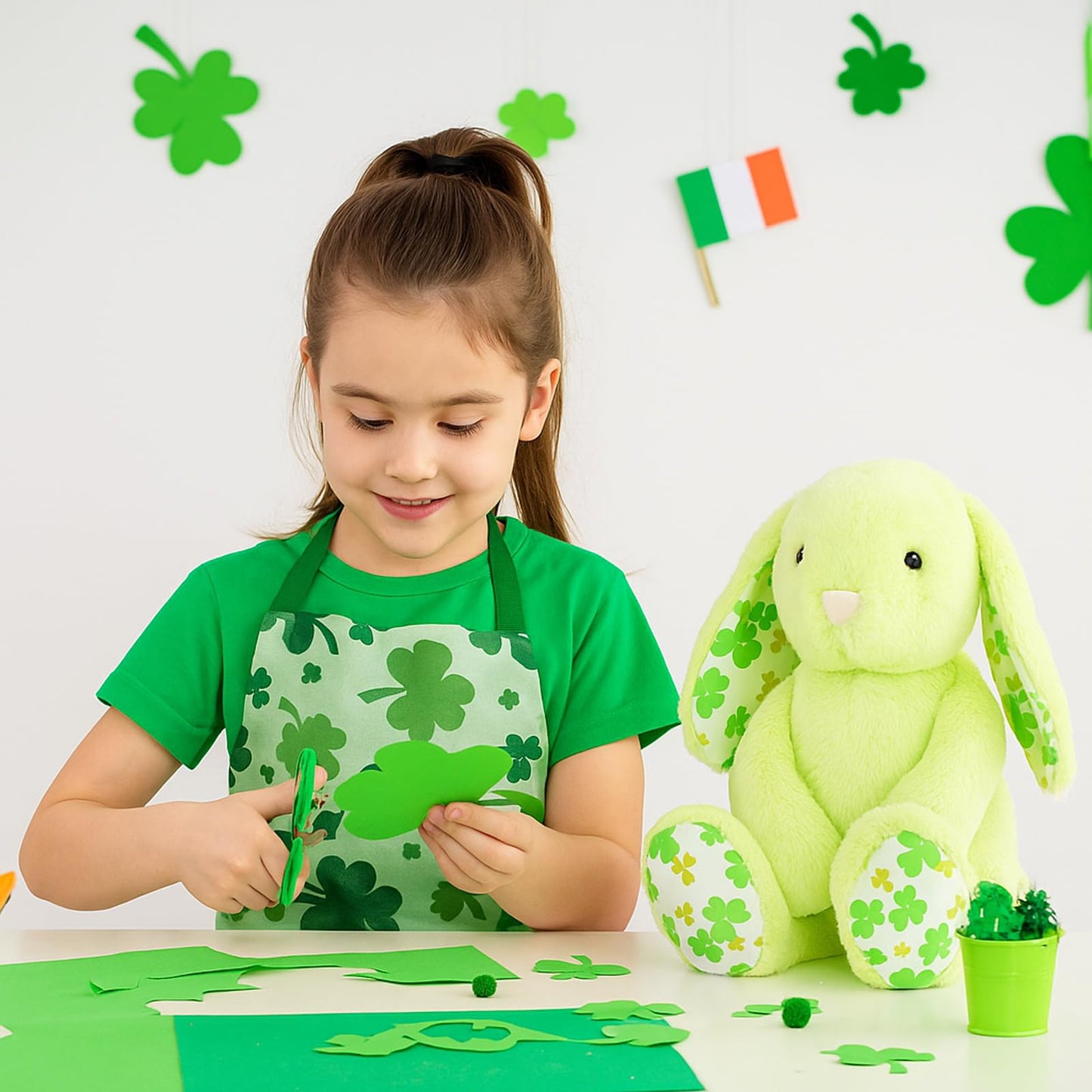 WEIGEDU Green Rabbit Plush – 17.7-Inch Floppy-Eared Bunny for Kids, Gifts, and Cozy Comfort