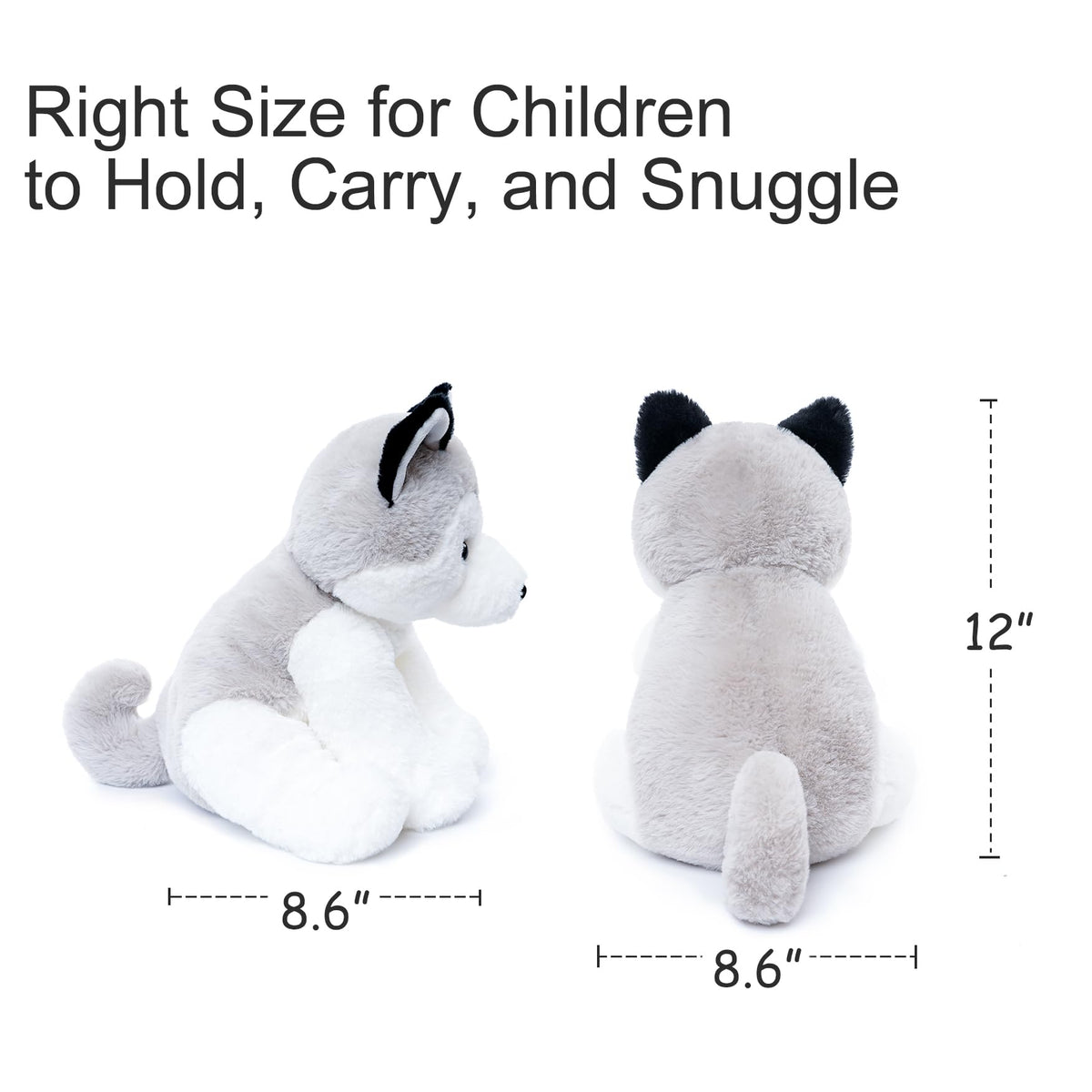 WEIGEDU Siberian Husky Stuffed Animal – 12in Soft Plush Toy for Kids, Gifts