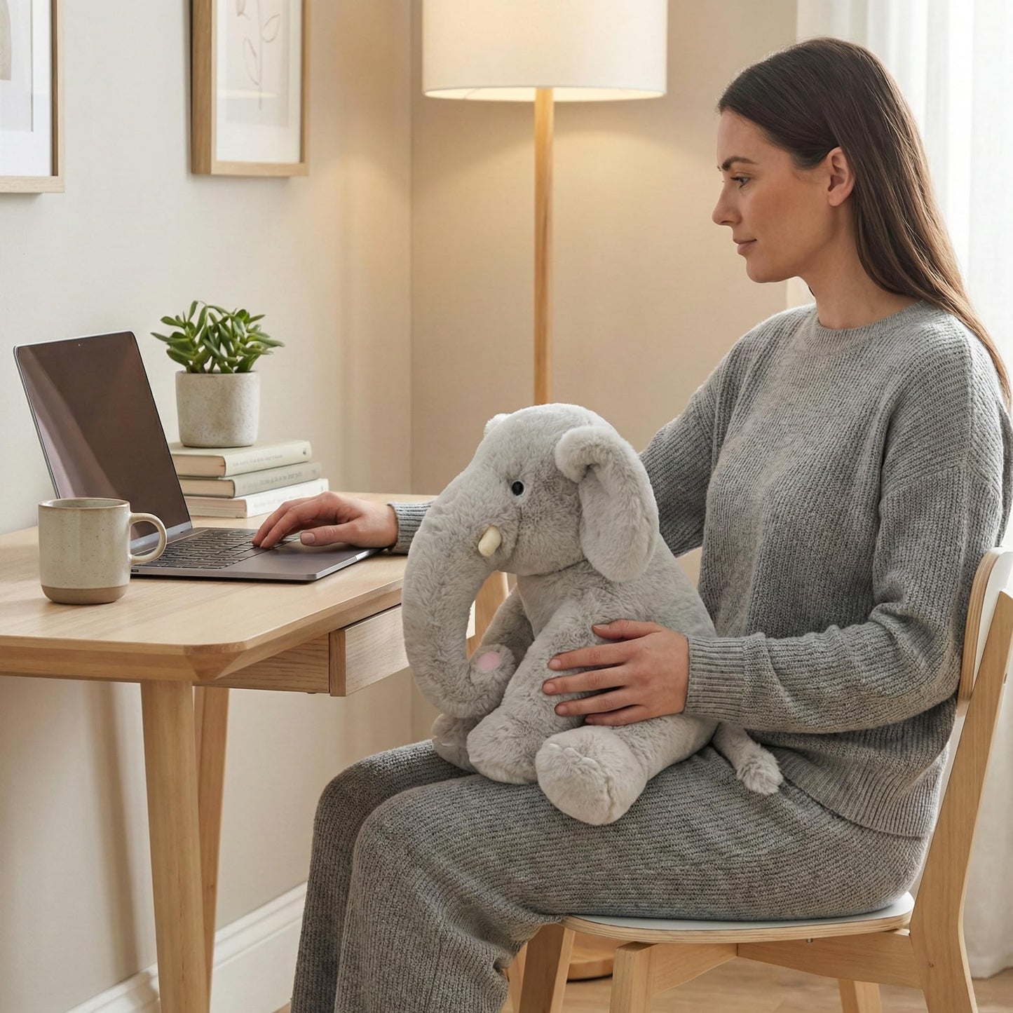 WEIGEDU 13-Inch Gray Elephant Plush Toy | Soft Cuddle Elephant for Kids, Baby Showers, and Gifts