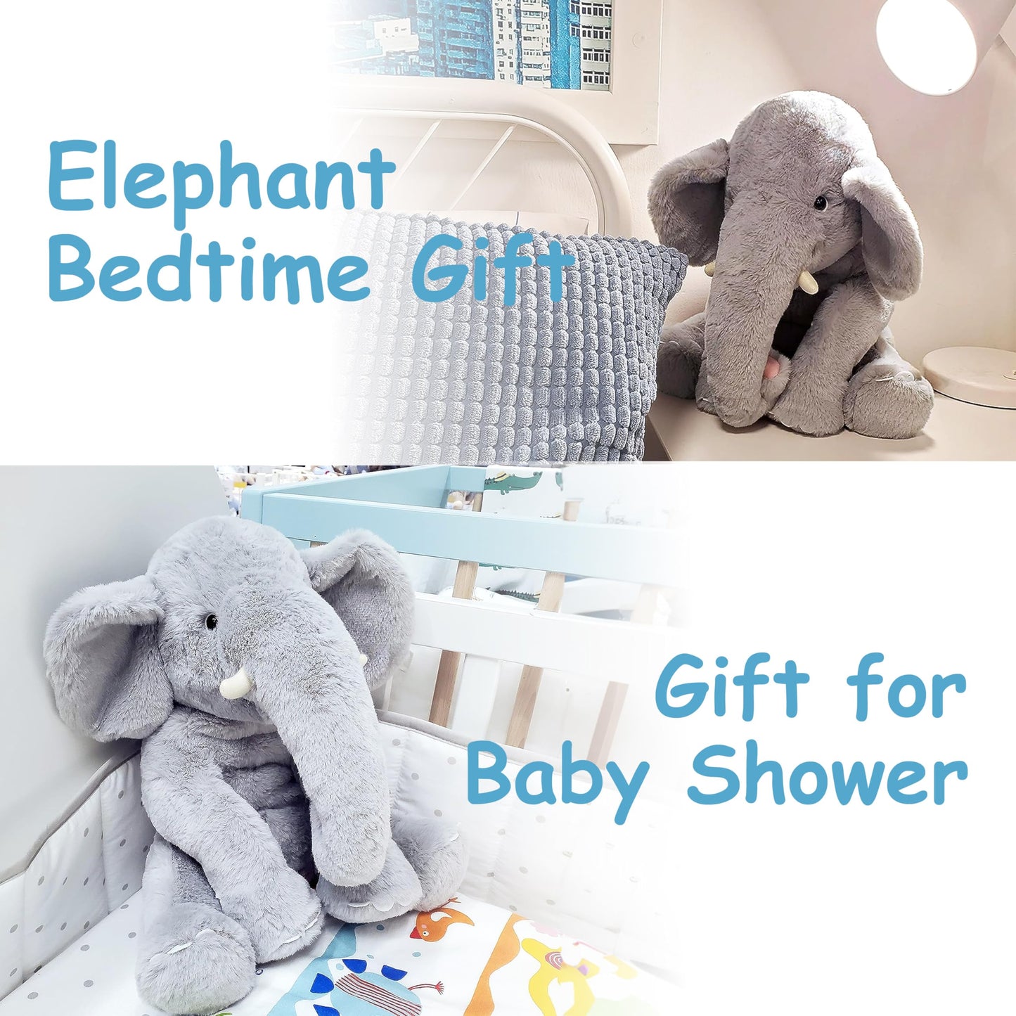 WEIGEDU 13-Inch Gray Elephant Plush Toy | Soft Cuddle Elephant for Kids, Baby Showers, and Gifts