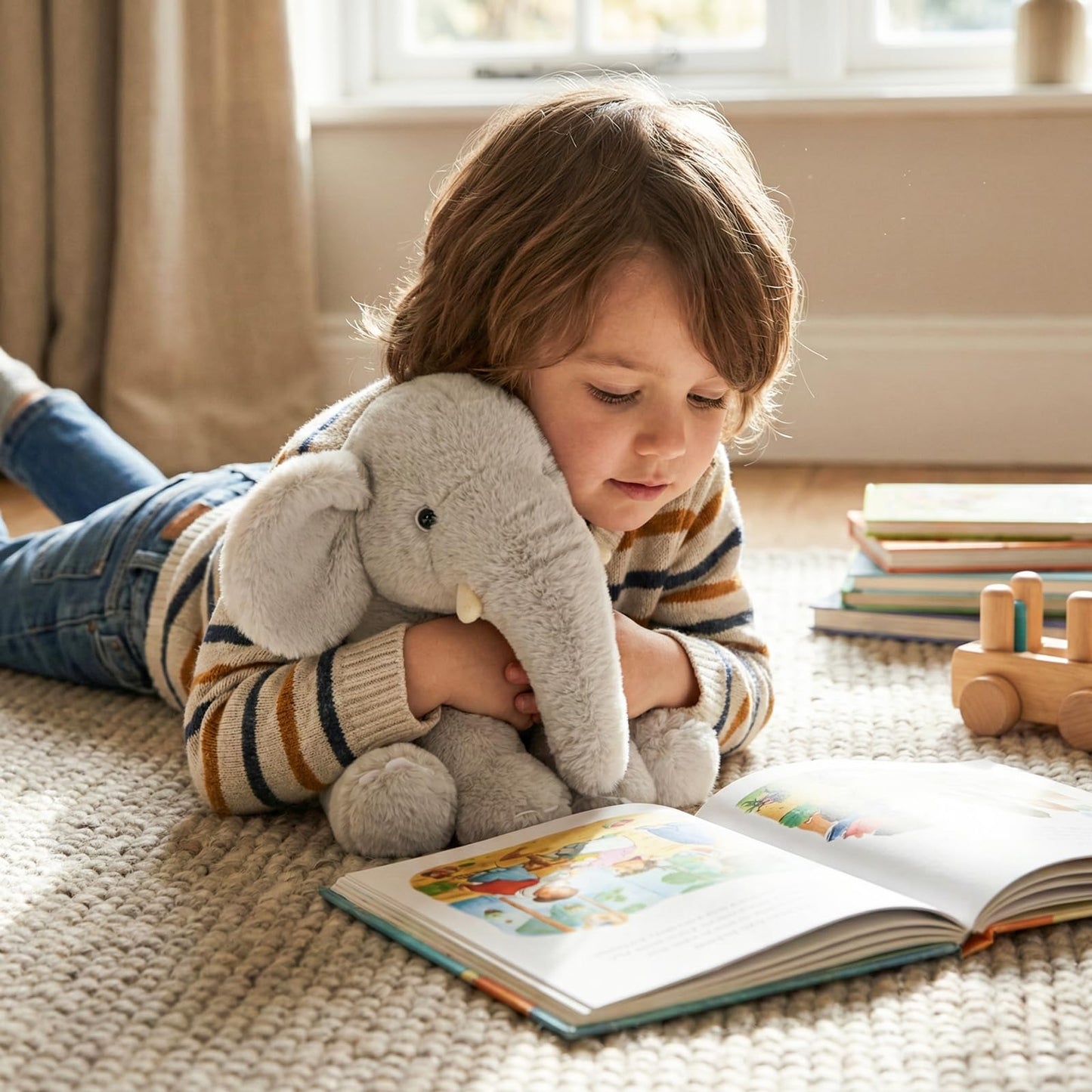 WEIGEDU 13-Inch Gray Elephant Plush Toy | Soft Cuddle Elephant for Kids, Baby Showers, and Gifts