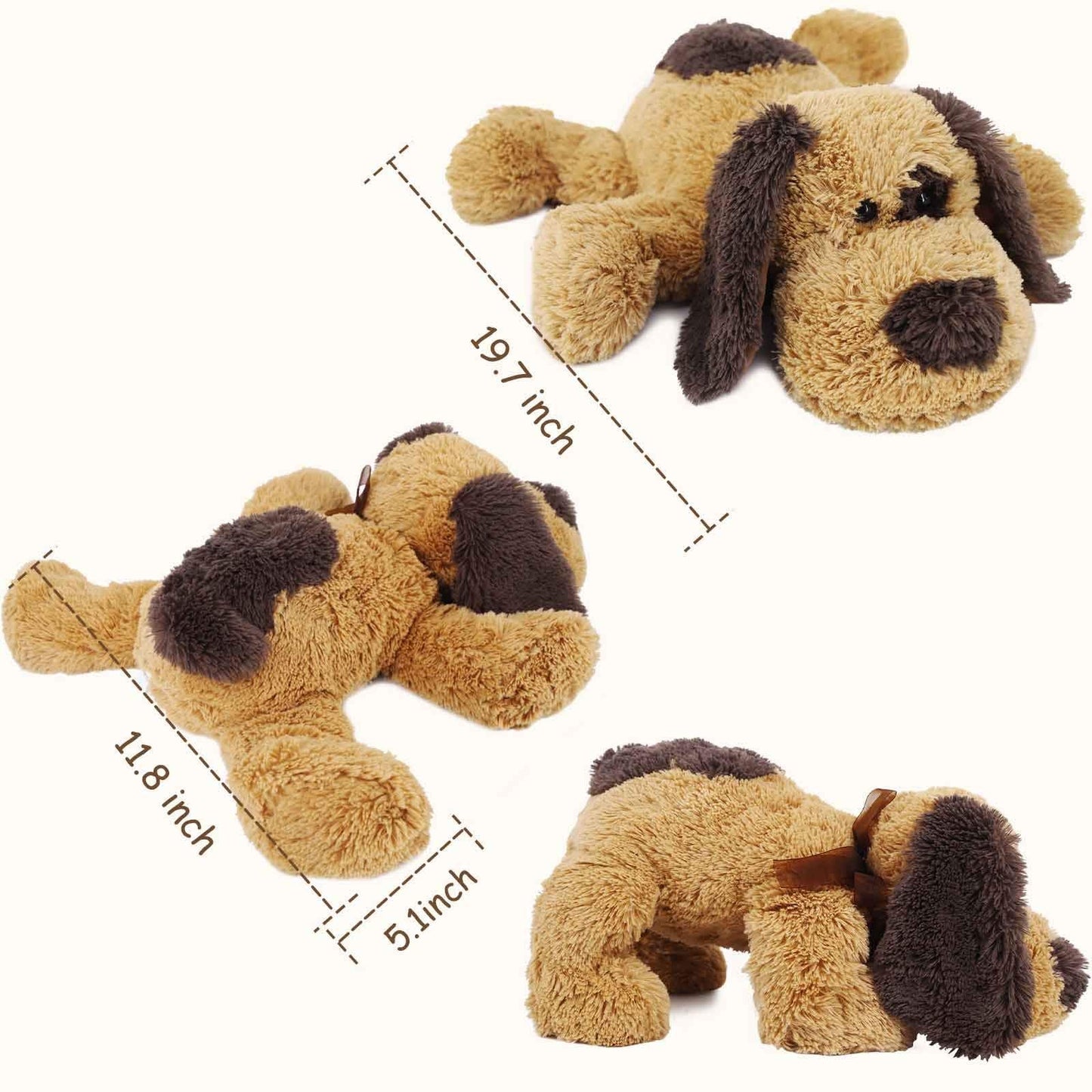 WEIGEDU Floppy Stuffed Dog Plush Toy - 20-Inch Brown Beagle/Lab Puppy