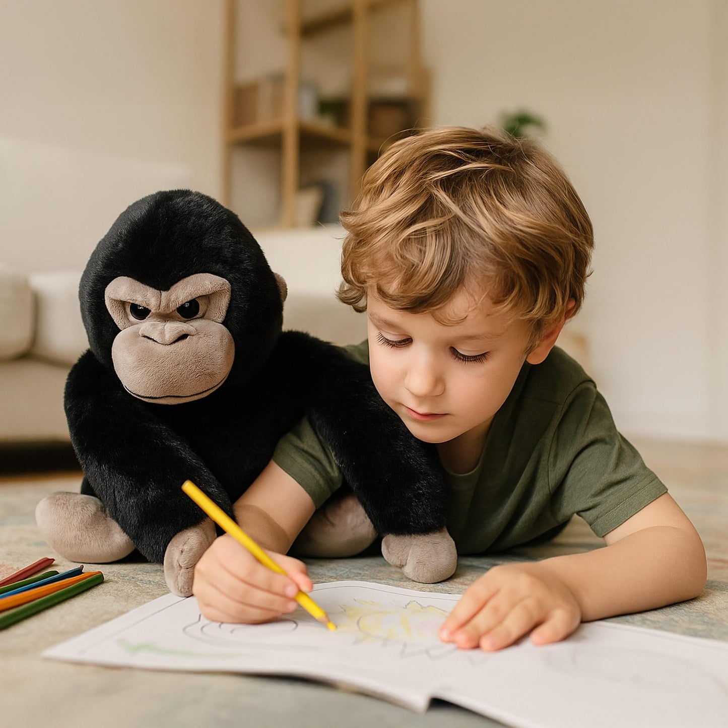 WEIGEDU Black Gorilla Stuffed Animal – 12-Inch Plush Toy for Kids, Playtime & Decor