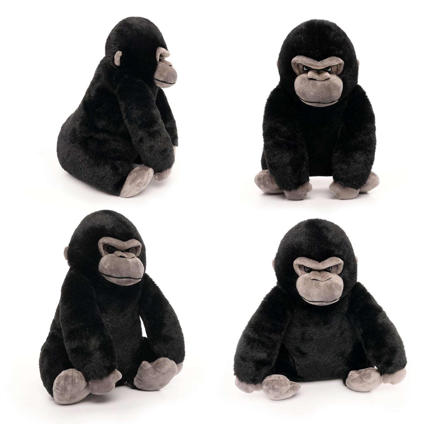 WEIGEDU Black Gorilla Stuffed Animal – 12-Inch Plush Toy for Kids, Playtime & Decor