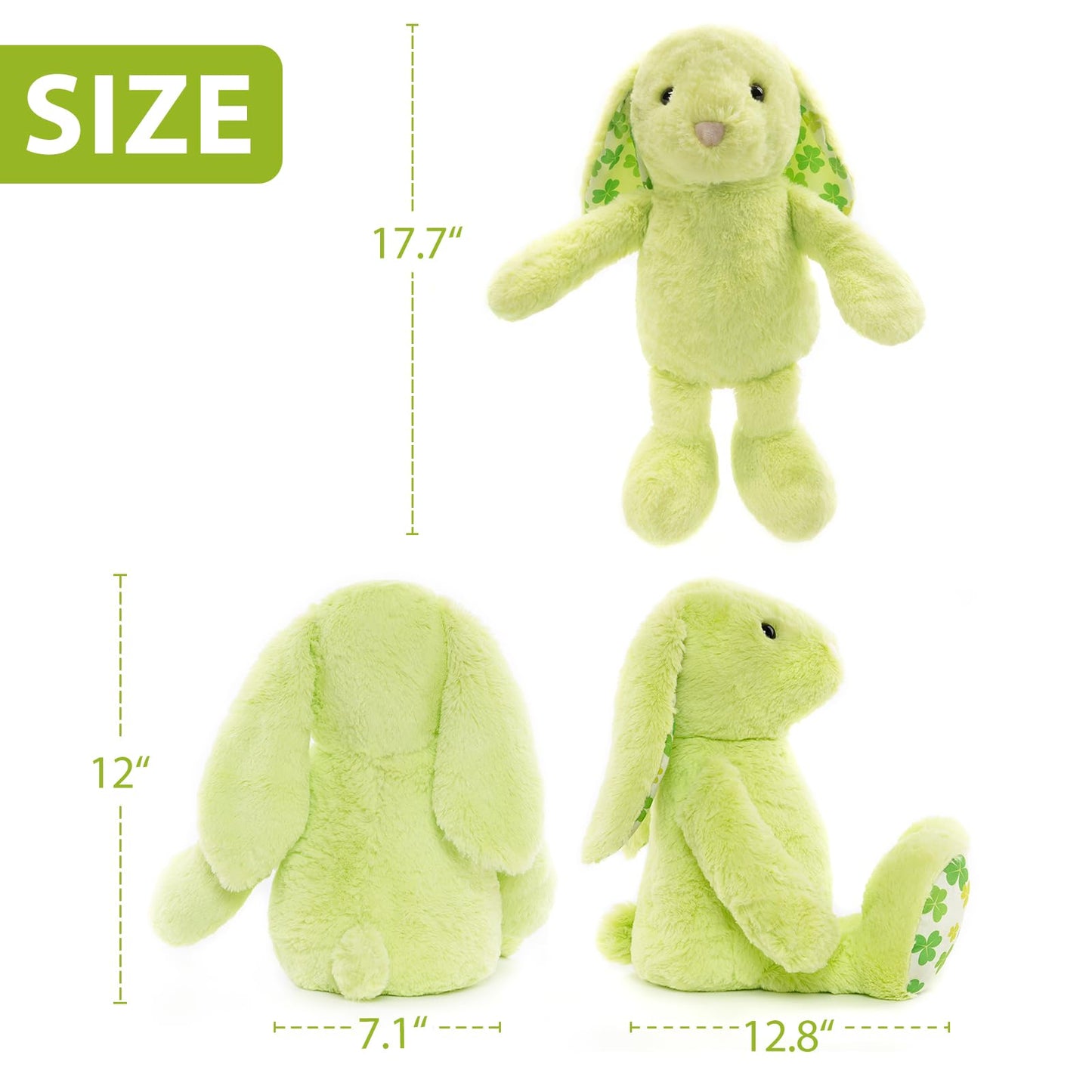 WEIGEDU Green Rabbit Plush – 17.7-Inch Floppy-Eared Bunny for Kids, Gifts, and Cozy Comfort