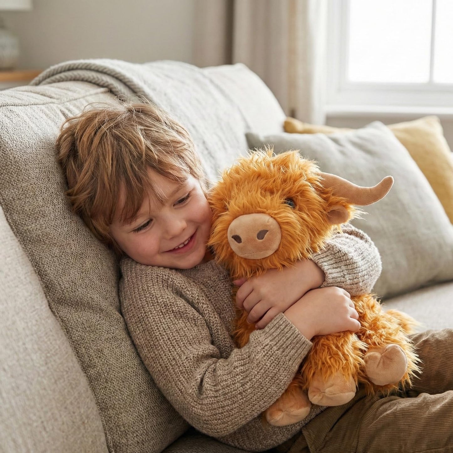 WEIGEDU Highland Cow Plush – 12-inch Stuffed Animal with Horns for Kids & Collectors