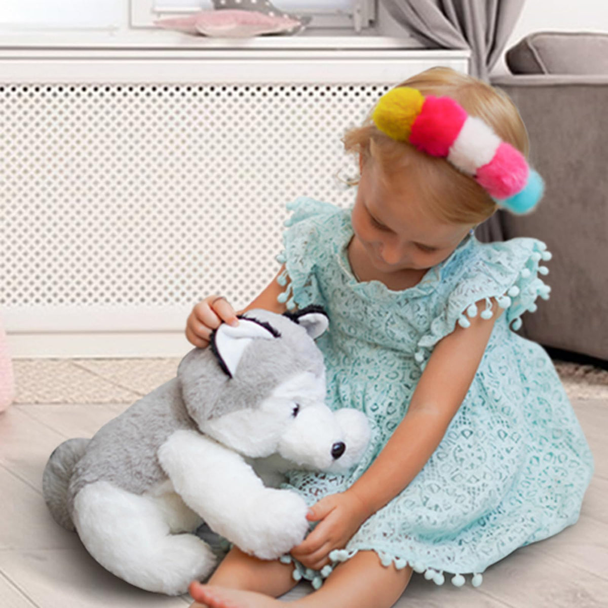 WEIGEDU Siberian Husky Stuffed Animal – 12in Soft Plush Toy for Kids, Gifts