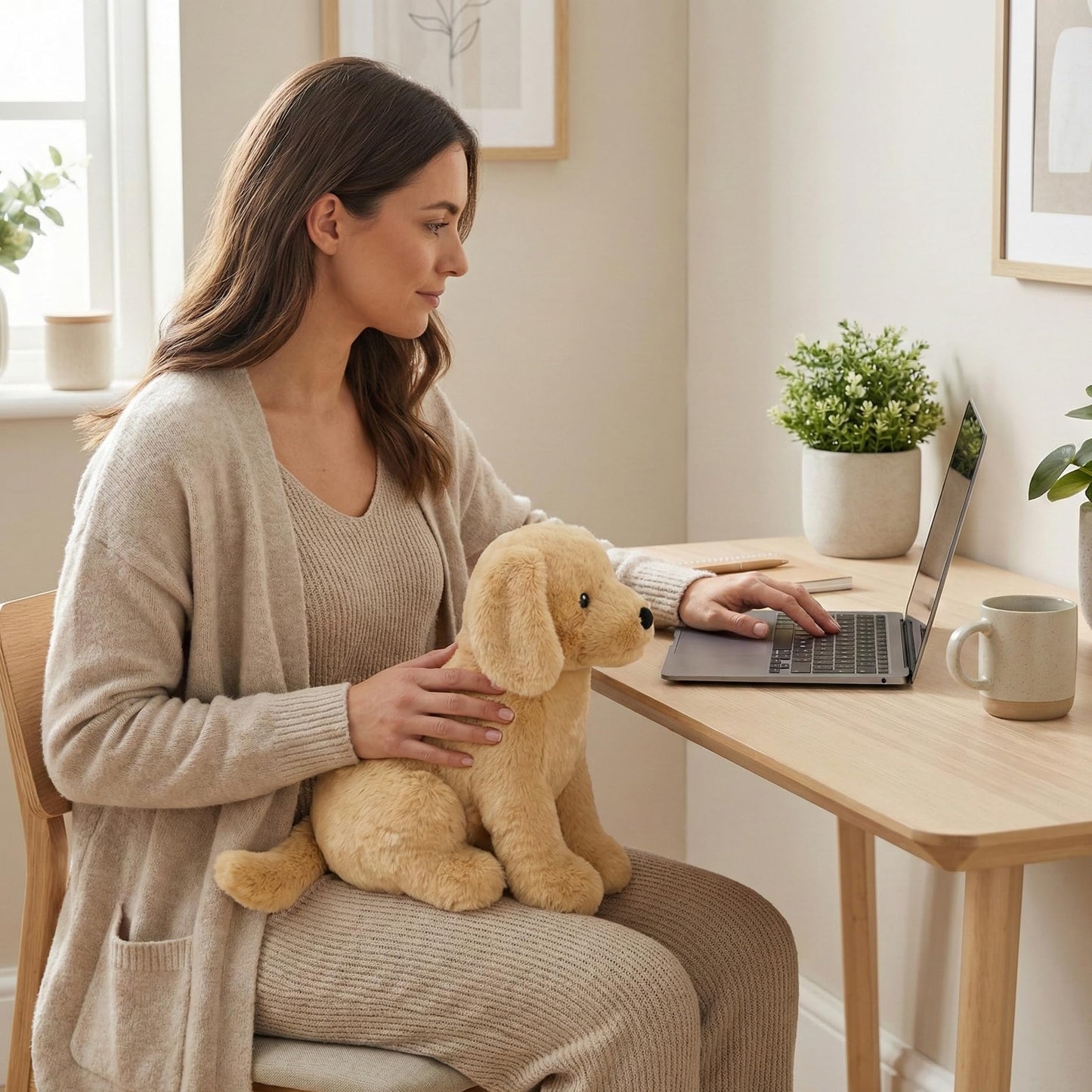 WEIGEDU Labrador Golden Retriever Plush Toy - 12-Inch Embroidered-Eyes Stuffed Animal for All Ages