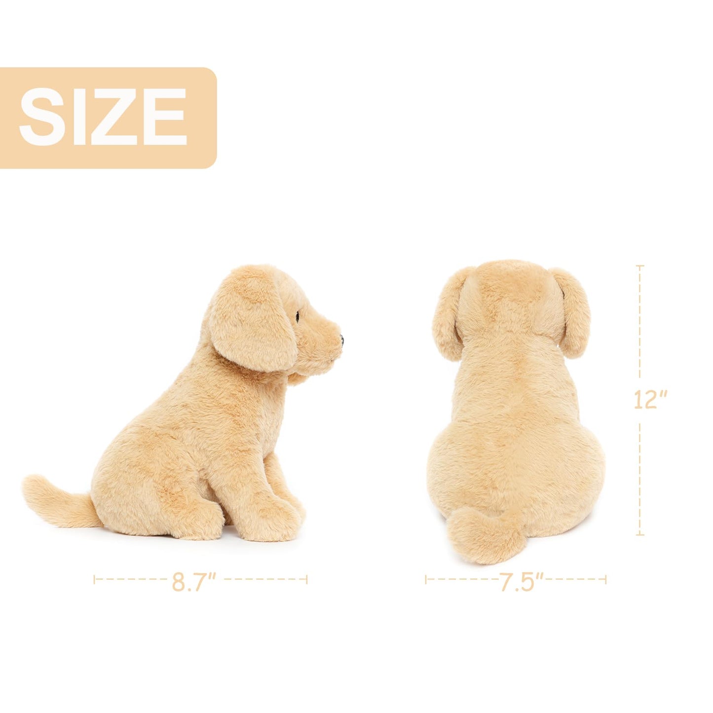 WEIGEDU Labrador Golden Retriever Plush Toy - 12-Inch Embroidered-Eyes Stuffed Animal for All Ages