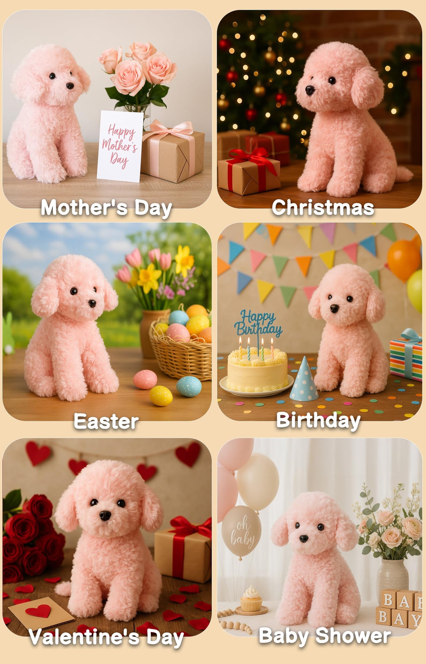 WEIGEDU Pink Puppy Plush — 12.6-Inch Soft Toy Dog for Girls & Kids