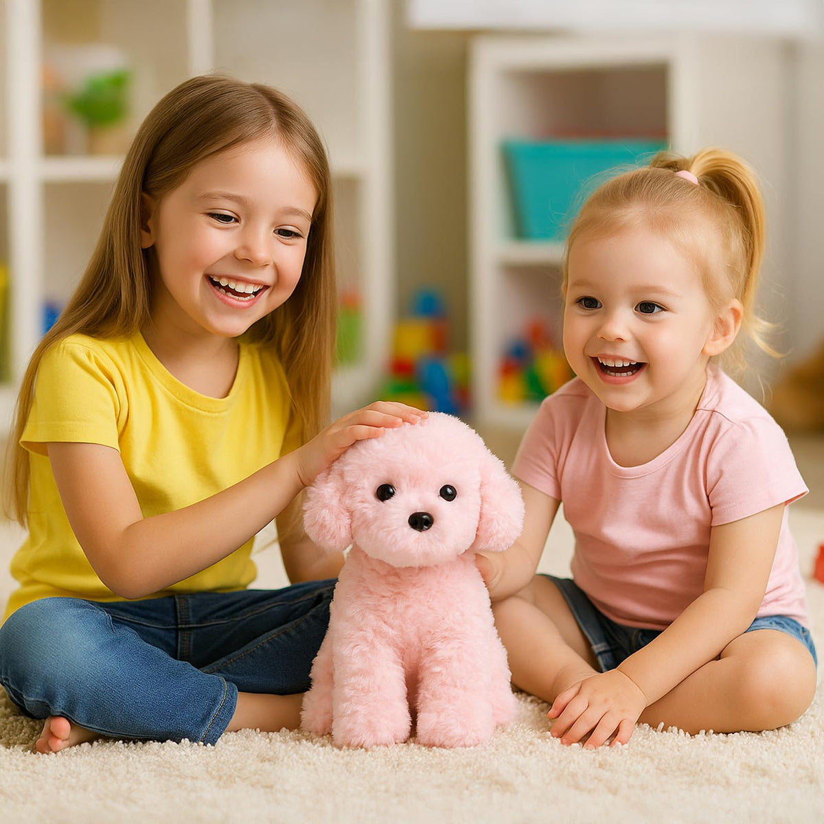 WEIGEDU Pink Puppy Plush — 12.6-Inch Soft Toy Dog for Girls & Kids