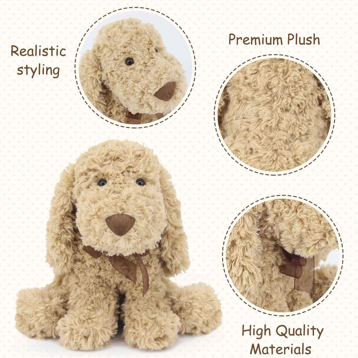 WEIGEDU Poodle Puppy Goldendoodle Plush Toy – 11.8-Inch Golden
