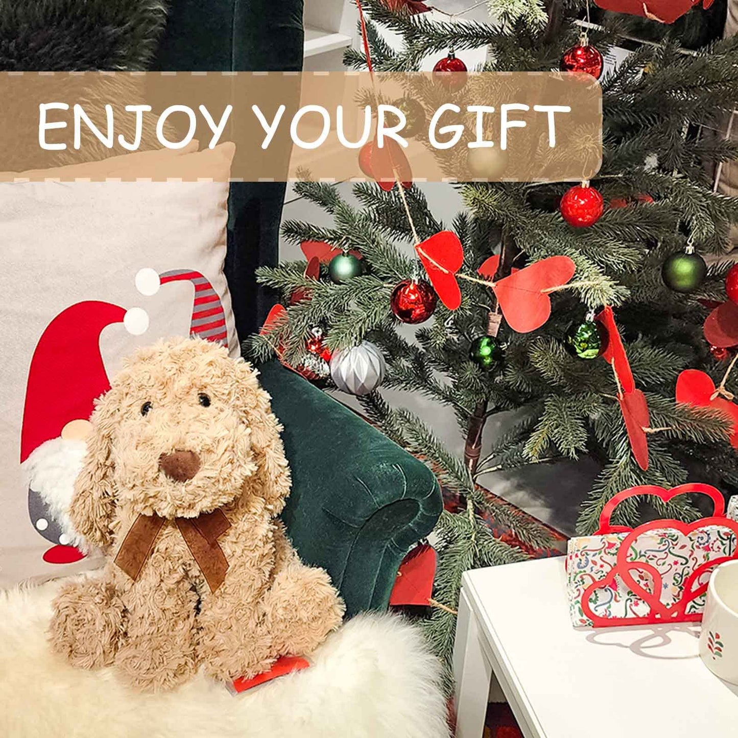 WEIGEDU Poodle Puppy Goldendoodle Plush Toy – 11.8-Inch Golden