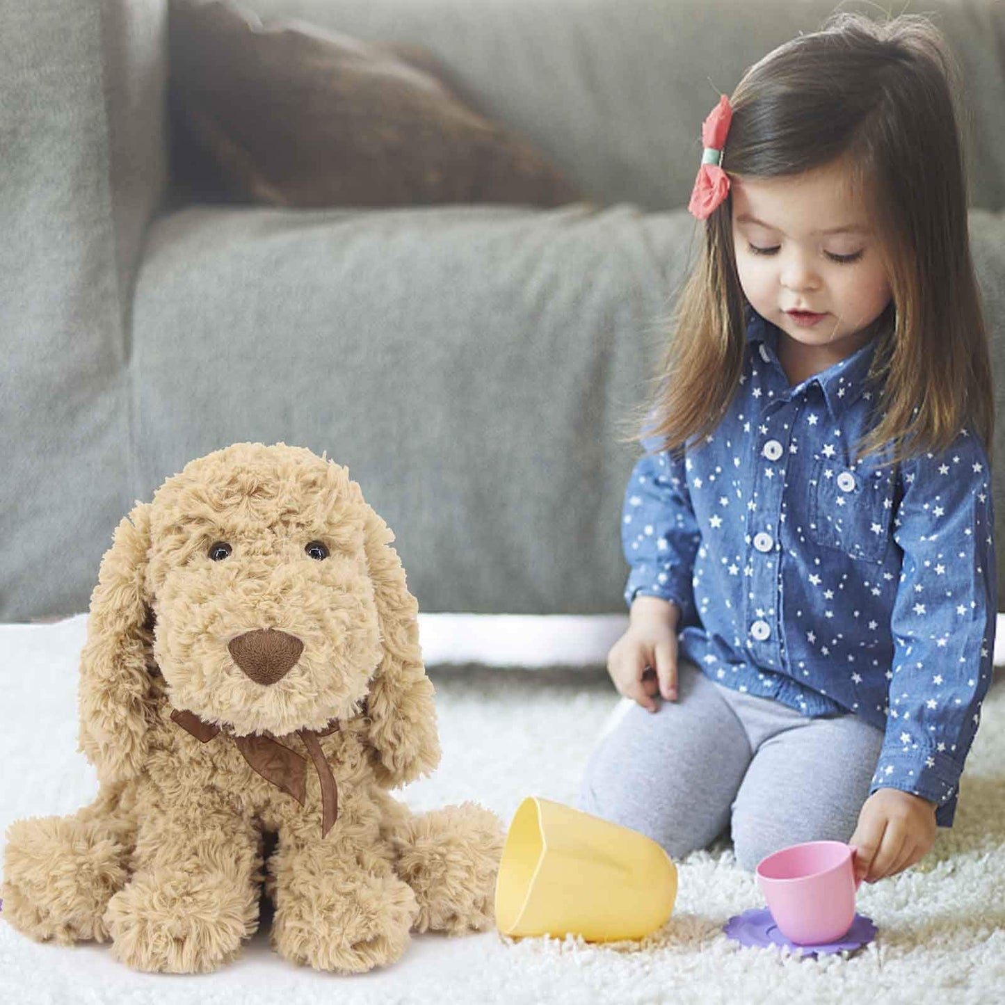 WEIGEDU Poodle Puppy Goldendoodle Plush Toy – 11.8-Inch Golden