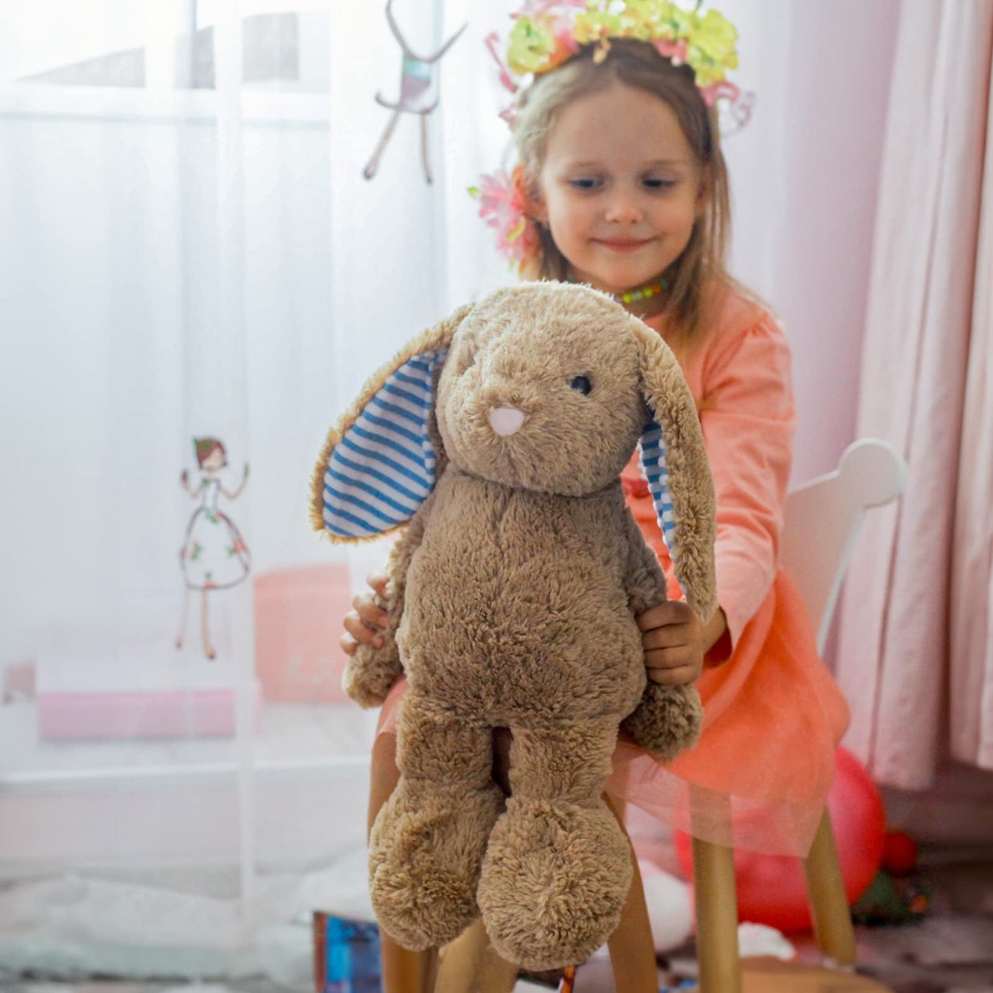 WEIGEDU Rabbit Bunny Plush Toy – 17.7-Inch Soft Stuffed Animal for Kids
