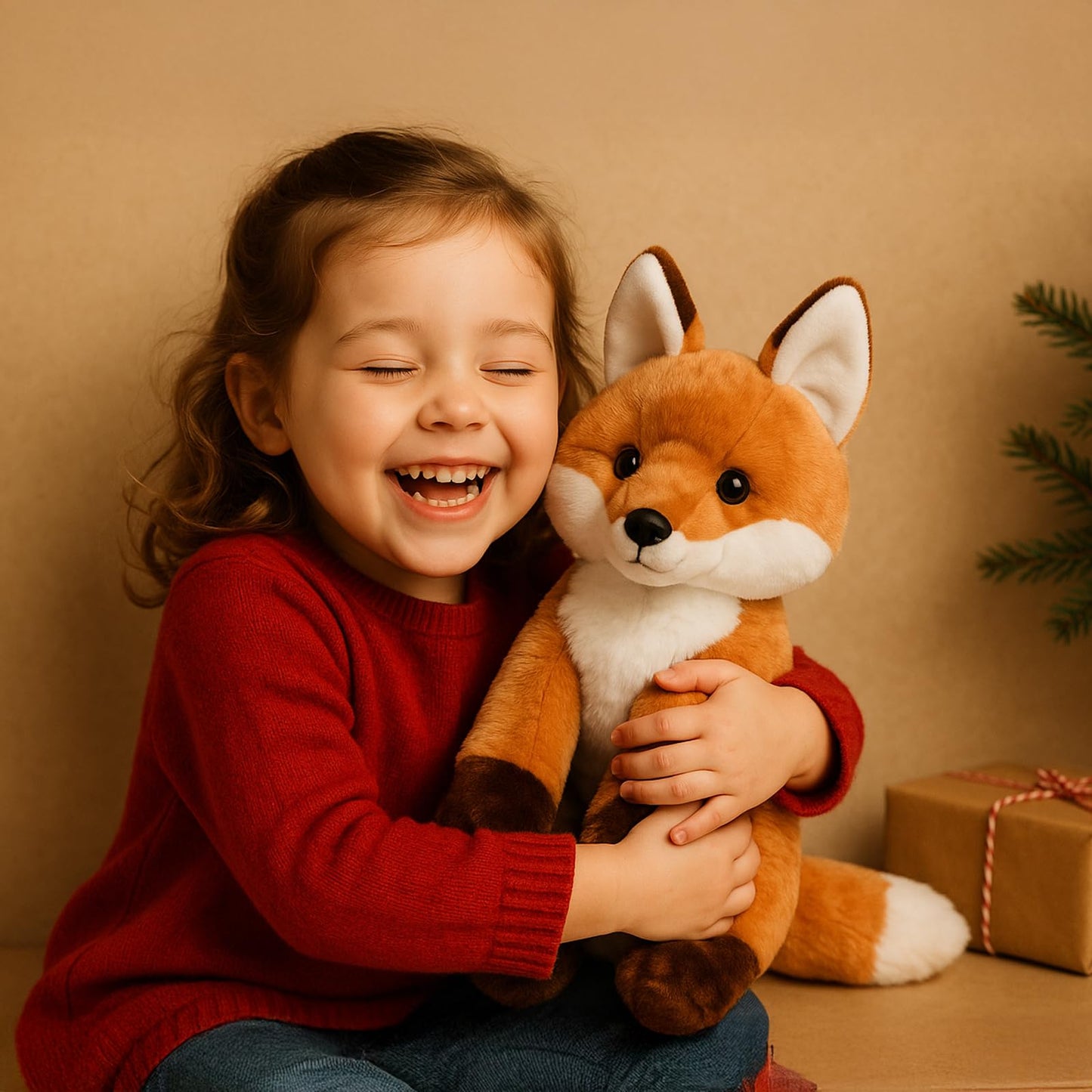 WEIGEDU Cute Fox Stuffed Animal Plush Toy – 13-Inch Soft Tail, Perfect Gift for Kids