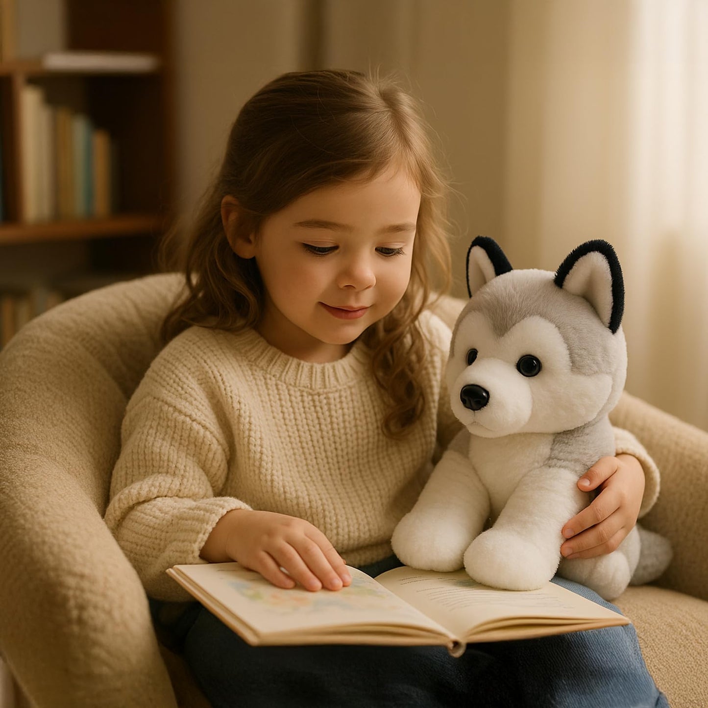 WEIGEDU Siberian Husky Stuffed Animal – 12in Soft Plush Toy for Kids, Gifts