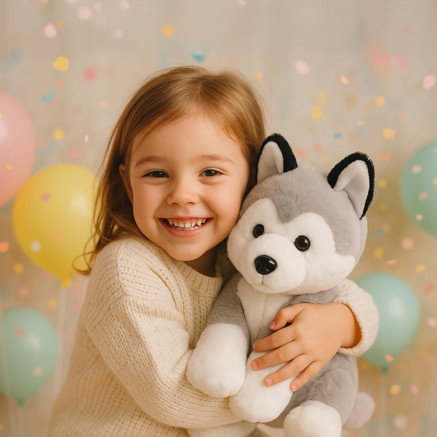 WEIGEDU Siberian Husky Stuffed Animal – 12in Soft Plush Toy for Kids, Gifts