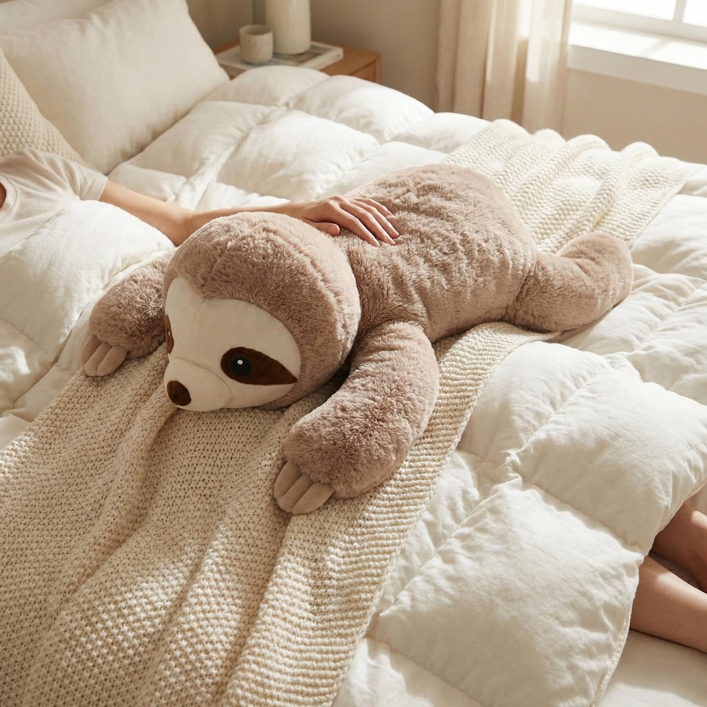 WEIGEDU Large Weighted Sloth Plush – 28in, 5lb with Removable Weight Pack